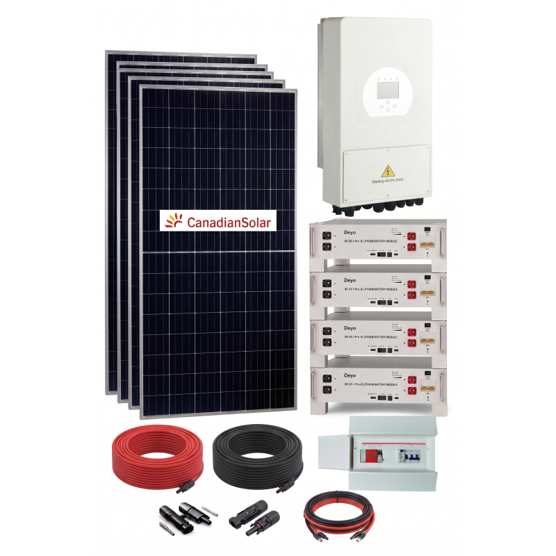 Kit Solar 2700W 48VDC a 230VAC Híbrido Con Batería Litio Deye