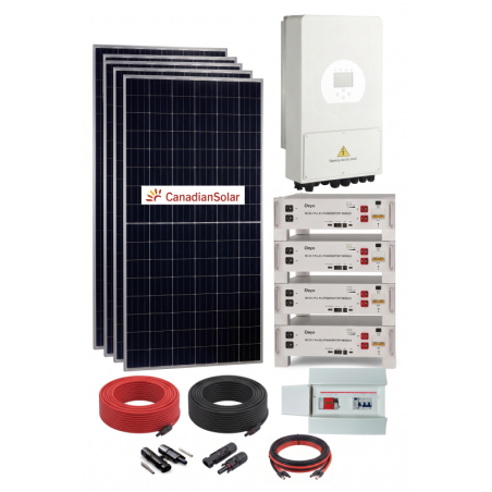 Kit Solar 2700W 48VDC a 230VAC Híbrido Con Batería Litio Deye