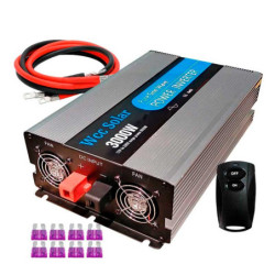 Inversor solar 3000w 12v Onda pura LCD + Mando + Cables de 16mm2 WccSolar