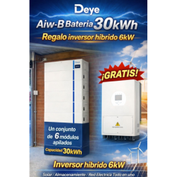 OFERTA 30KW BATERIA AIW Y REGALO INVERSOR 6KW HIBRIDO MONOFASICO DEYE